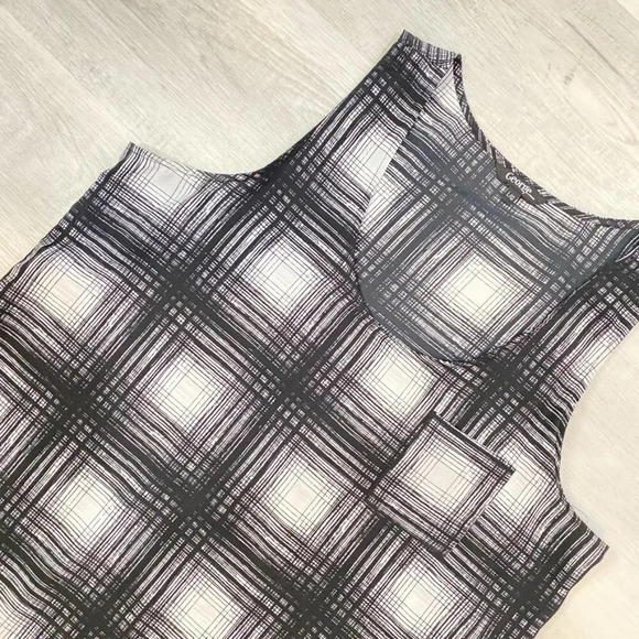 George Gingham Crosshatch Plaid Print Sleeveless Blouse in Black/White Size L - Picture 11 of 11